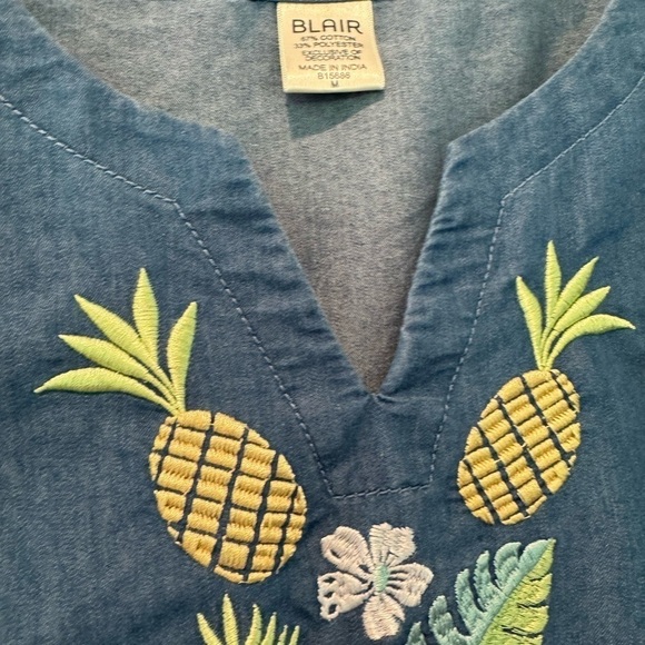 Vintage Blair Cotton Blend Boxy Embroidered Pullover Top / Medium - Picture 7 of 8